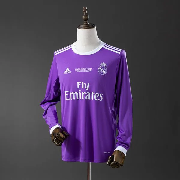 Camiseta de fútbol Real Madrid 2016/17 VISITANTE MANGA LARGA VERSION FAN